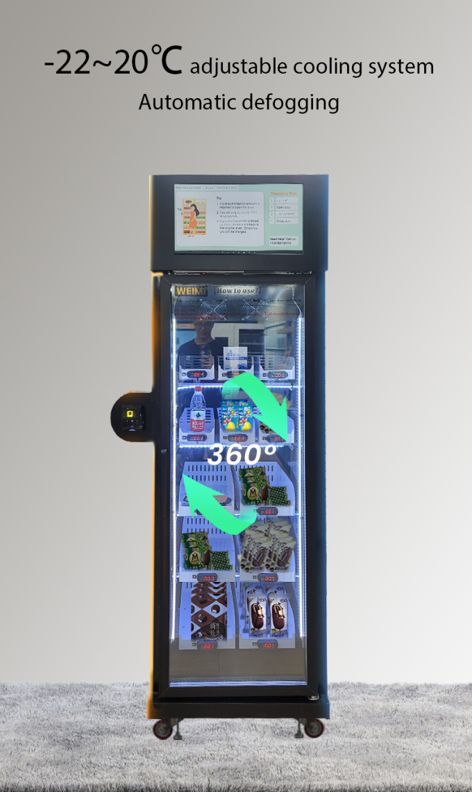 Smart Fridge Ice Cream Vending Machine -18â„ƒ Freezer With Touch Screen Card Reader automatic defogging