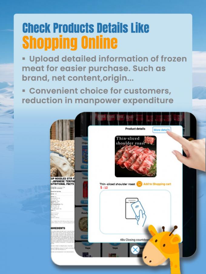 Frozen Locker Vending Machine With Efficient R290 Refrigerant -22℃~20℃ For Selling Frozen Meats And Seafood