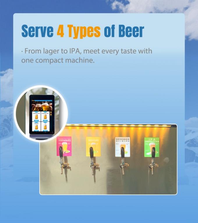Self-service 5-8℃ Fresh Cold Beer Vending Machine with 4 Beer Options for Bars Cafeterias
